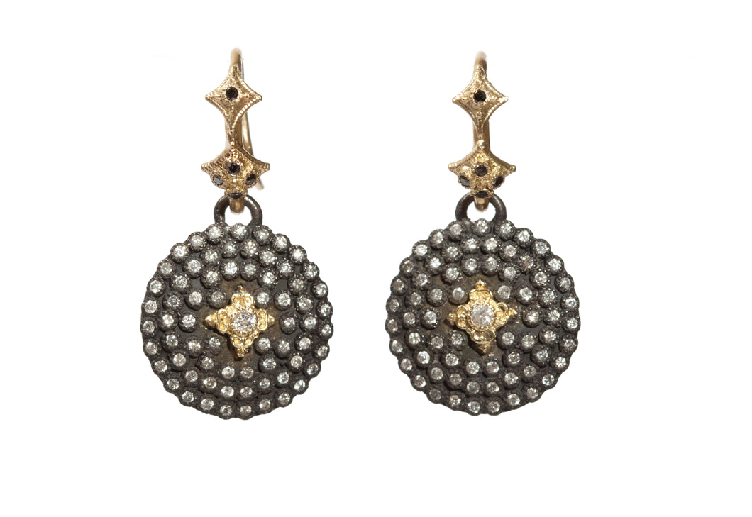 Petite Round Shield Diamond Earrings