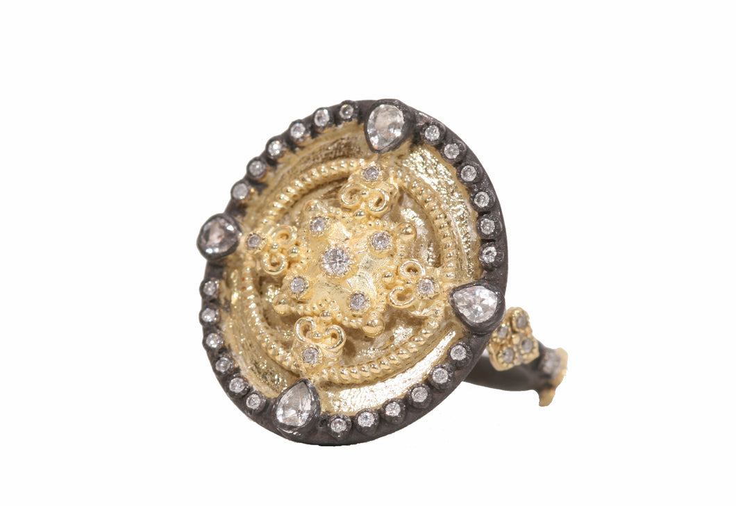 Heraldry Oval Shield Diamond Ring