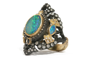 Boulder Opal Open Iris Ring