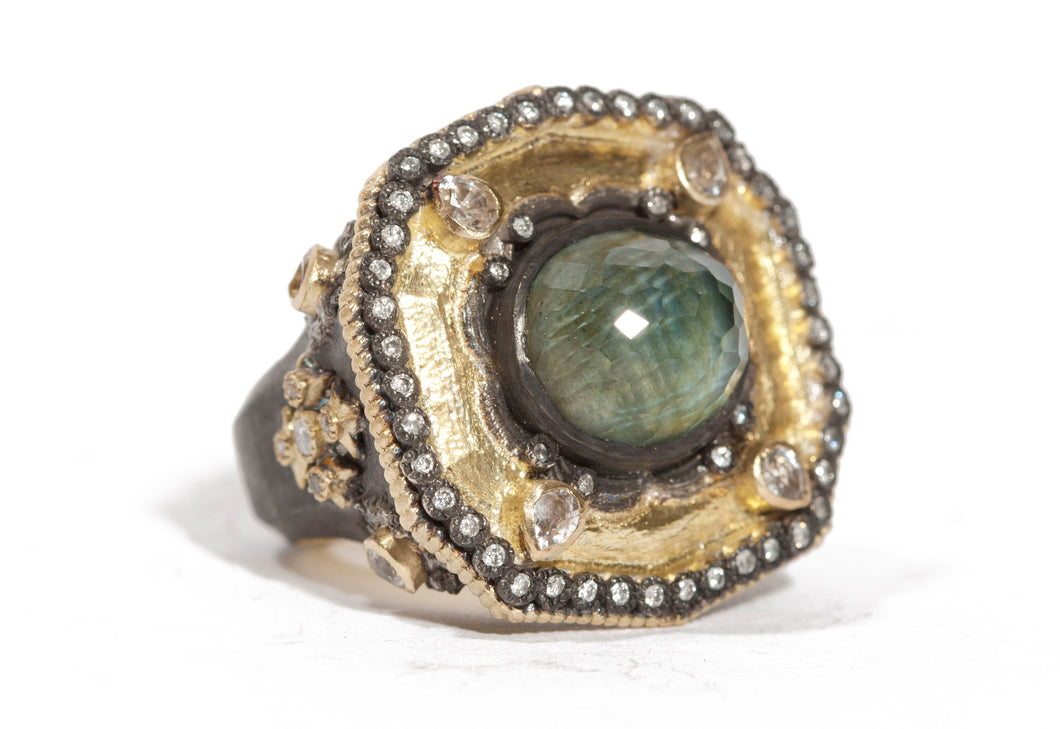 Heraldry Decagon Labradorite Ring